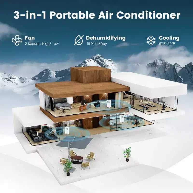 Costway 6000BTU (10000 BTU ASHRAE) Portable Air Conditioner with Dehumidifier & Fan Mode, up to 350 Sq.Ft