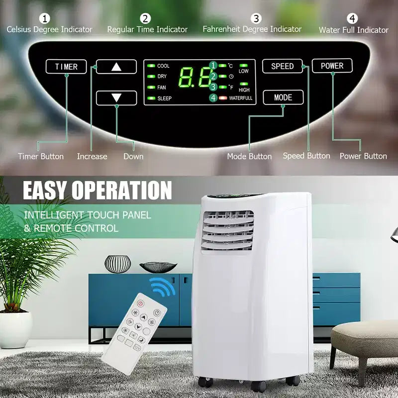 Costway 5500 BTU (8000BTU ASHRAE) Portable Air Conditioner & Dehumidifier Function Remote