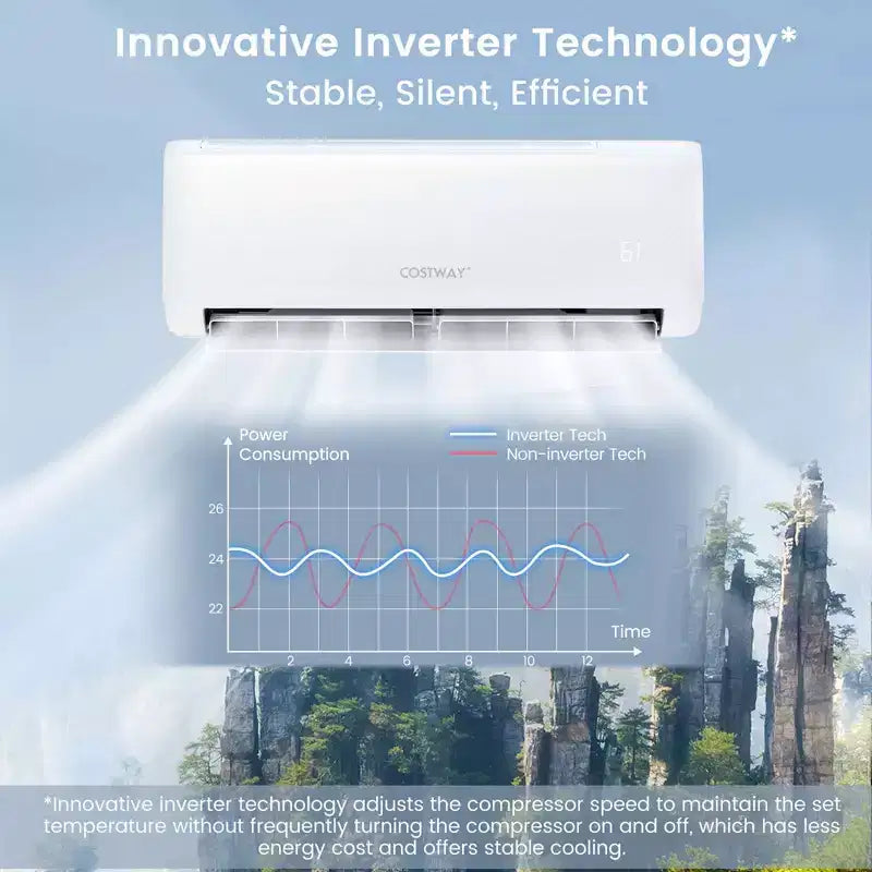 Costway 12,000 BTU Mini Split Air Conditioner AC Unit with Heat Pump & Remote Control