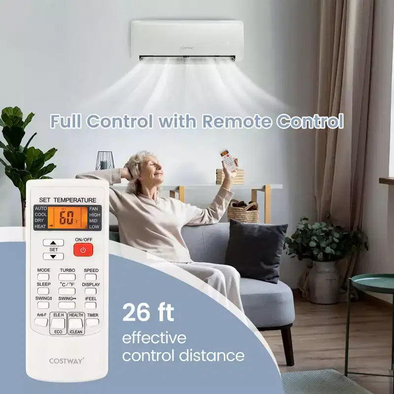 Costway 12,000 BTU Mini Split Air Conditioner AC Unit with Heat Pump & Remote Control