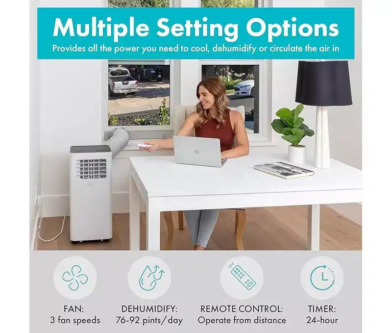 SereneLife 8,000 BTU Portable AC with WiFi, Dehumidifier & Fan