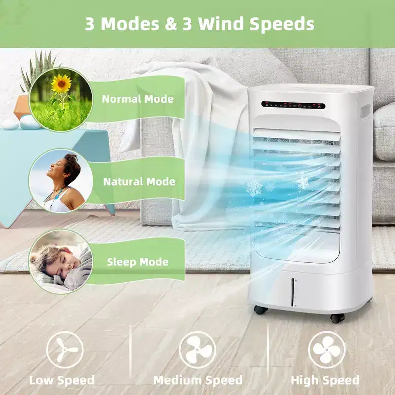 Costway 4-in-1 Evaporative Air Cooler Portable Humidifier with Timer, 3 Modes & Speeds
