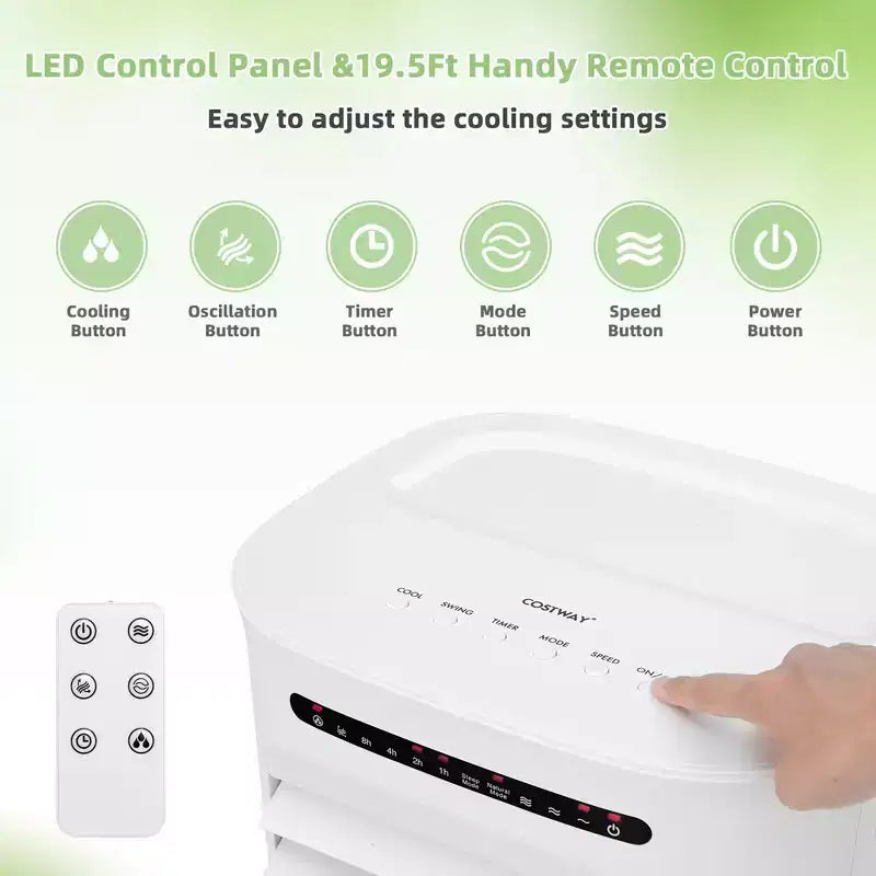 Costway 4-in-1 Evaporative Air Cooler Portable Humidifier with Timer, 3 Modes & Speeds