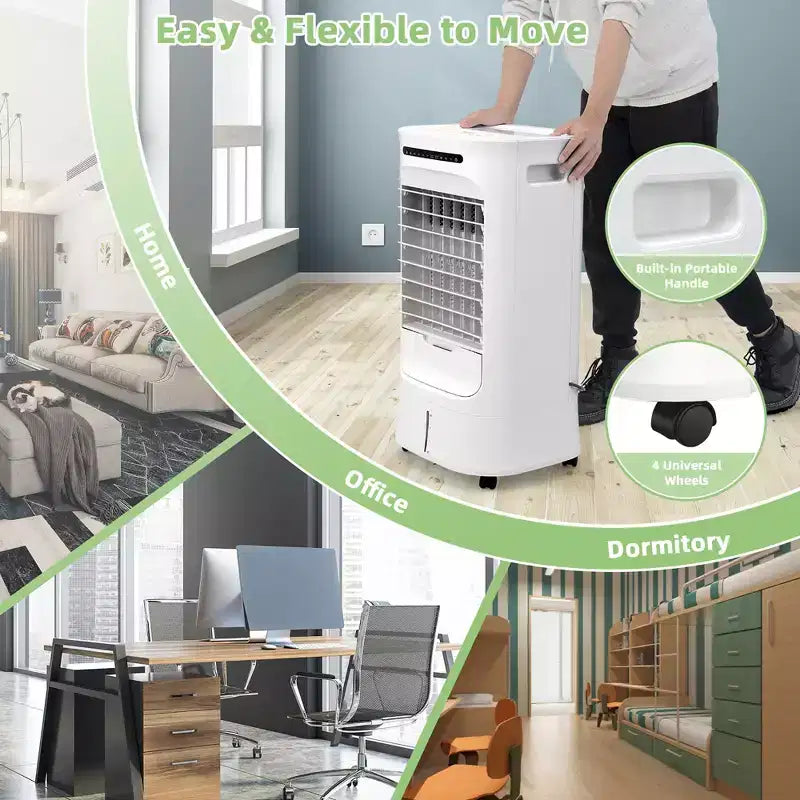 Costway 4-in-1 Evaporative Air Cooler Portable Humidifier with Timer, 3 Modes & Speeds