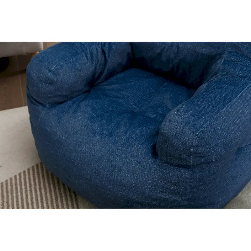 Sillón puff de tela suave de lino y algodón relleno de esponja viscoelástica