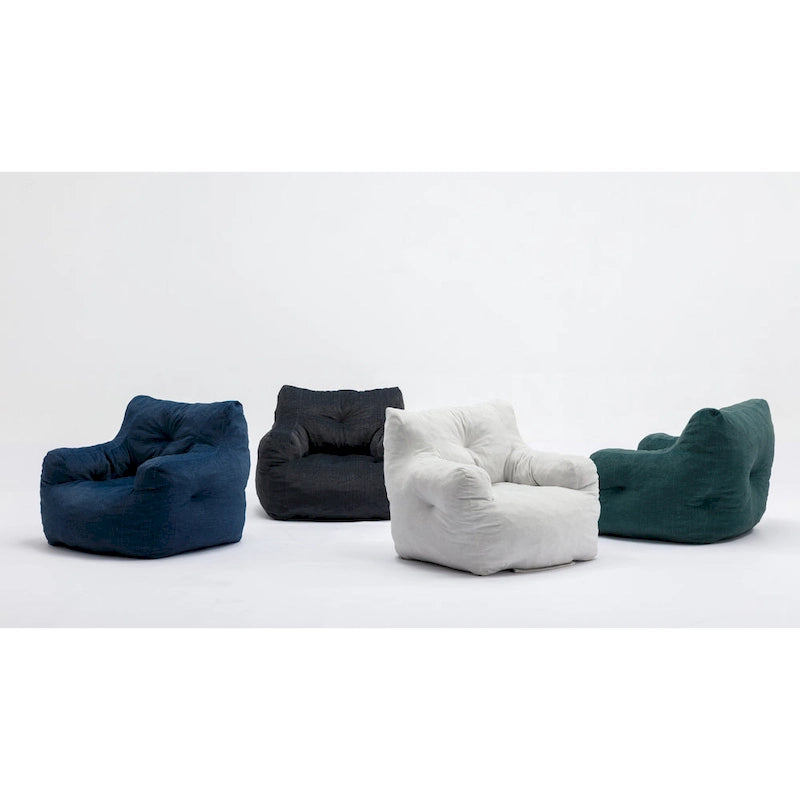 Sillón puff de tela suave de lino y algodón relleno de esponja viscoelástica