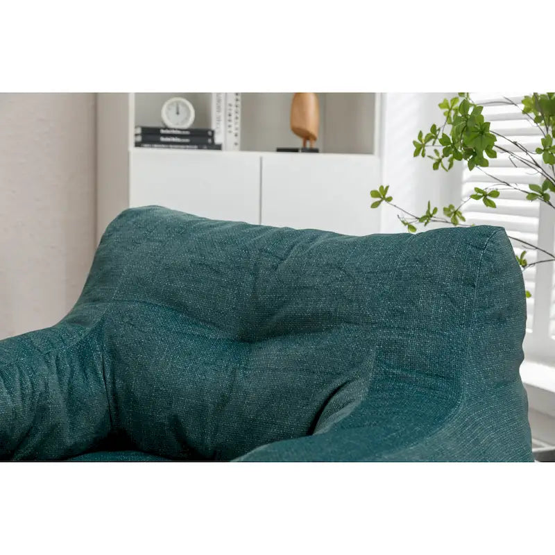 Sillón puff de tela suave de lino y algodón relleno de esponja viscoelástica