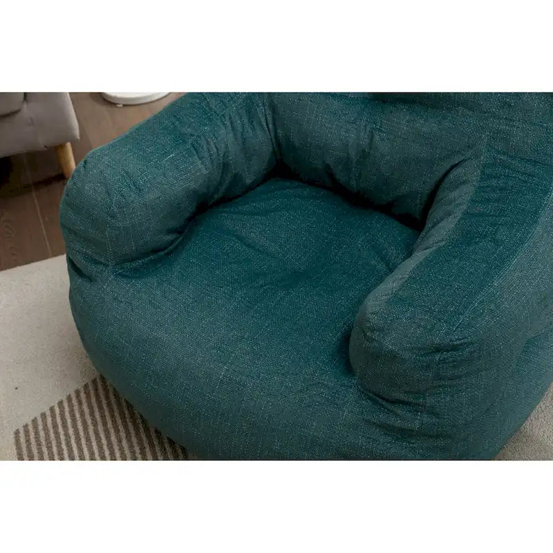 Sillón puff de tela suave de lino y algodón relleno de esponja viscoelástica