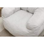 Sillón puff de tela suave de lino y algodón relleno de esponja viscoelástica