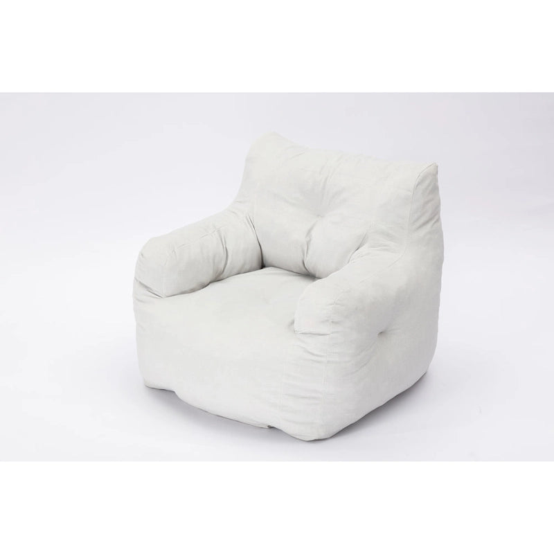 Sillón puff de tela suave de lino y algodón relleno de esponja viscoelástica
