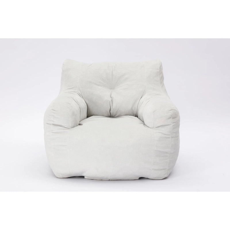 Sillón puff de tela suave de lino y algodón relleno de esponja viscoelástica