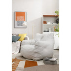 Sillón puff de tela suave de lino y algodón relleno de esponja viscoelástica