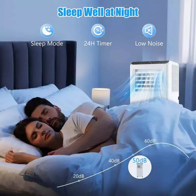 Costway 8000 BTU Portable Air Conditioner 3 -in-1 Air Cooler Dehumidifier Fan 24H Timer 5000 BTU(8000BTU ASHRAE)