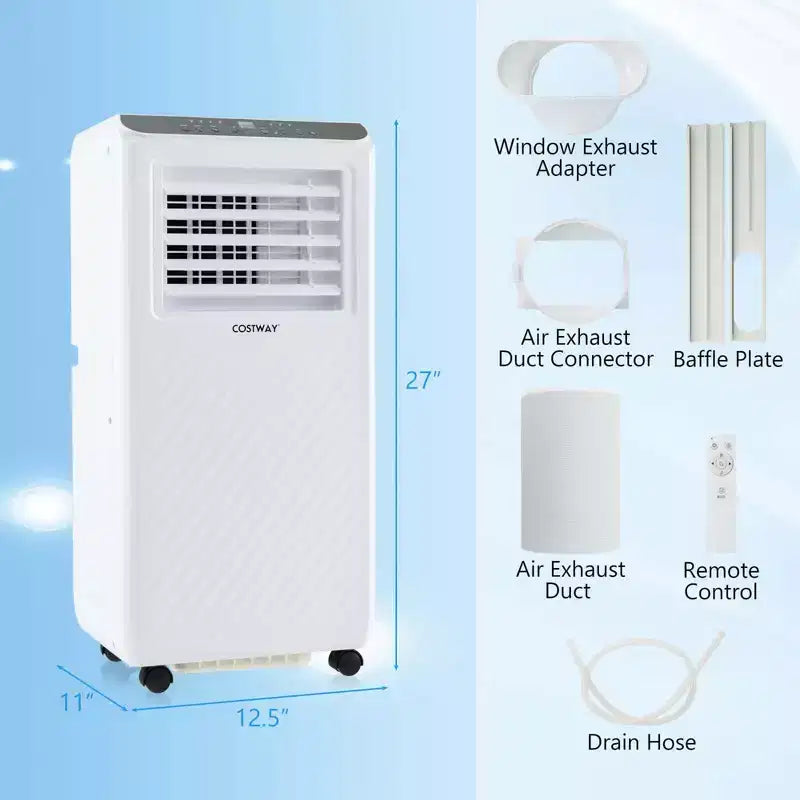 Costway 6500 BTU(10000 BTU ASHRAE) Portable Air Conditioner 3 -in-1 Air Cooler Dehumidifier Fan 24H Timer