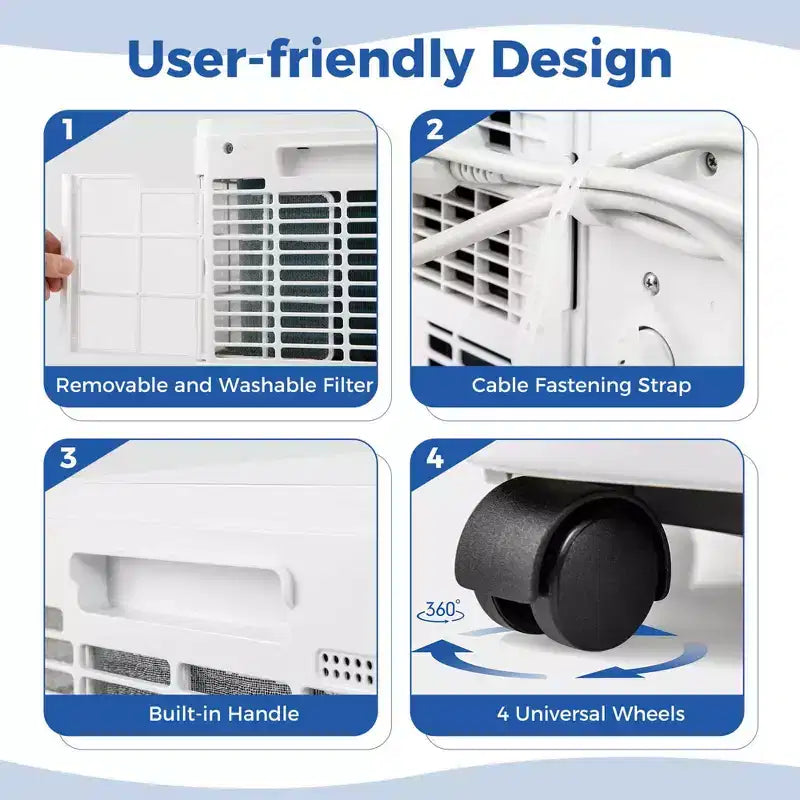 Acondicionador de aire portátil Costway de 8000 BTU, unidad de CA 3 en 1 con ventilador y deshumidificador, modo reposo, 5100 BTU (8000 BTU ASHRAE)