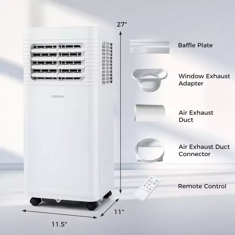 Acondicionador de aire portátil Costway de 8000 BTU, unidad de CA 3 en 1 con ventilador y deshumidificador, modo reposo, 5100 BTU (8000 BTU ASHRAE)