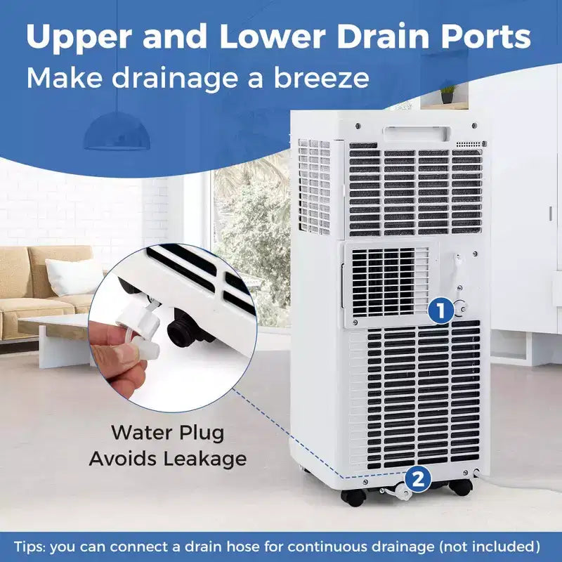 Acondicionador de aire portátil Costway de 8000 BTU, unidad de CA 3 en 1 con ventilador y deshumidificador, modo reposo, 5100 BTU (8000 BTU ASHRAE)