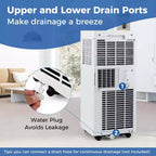 Acondicionador de aire portátil Costway de 8000 BTU, unidad de CA 3 en 1 con ventilador y deshumidificador, modo reposo, 5100 BTU (8000 BTU ASHRAE)
