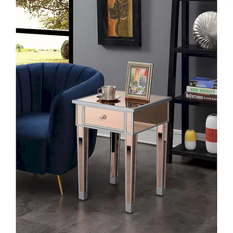 Mesa auxiliar con espejo Gold Coast de 1 cajón