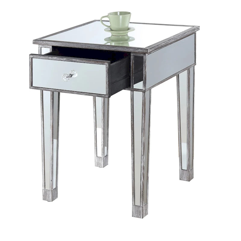 Mesa auxiliar con espejo Gold Coast de 1 cajón