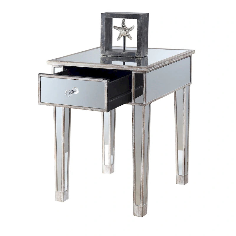 Mesa auxiliar con espejo Gold Coast de 1 cajón