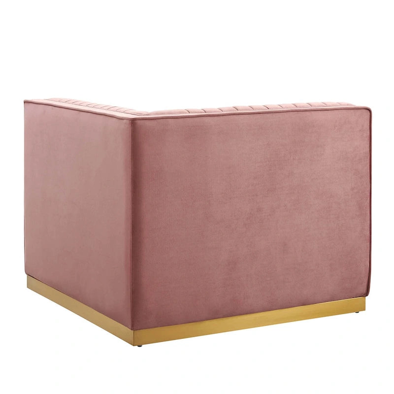 Sofá Modular Esquinero Izquierdo de Terciopelo de Alto Rendimiento Acolchado Canalé