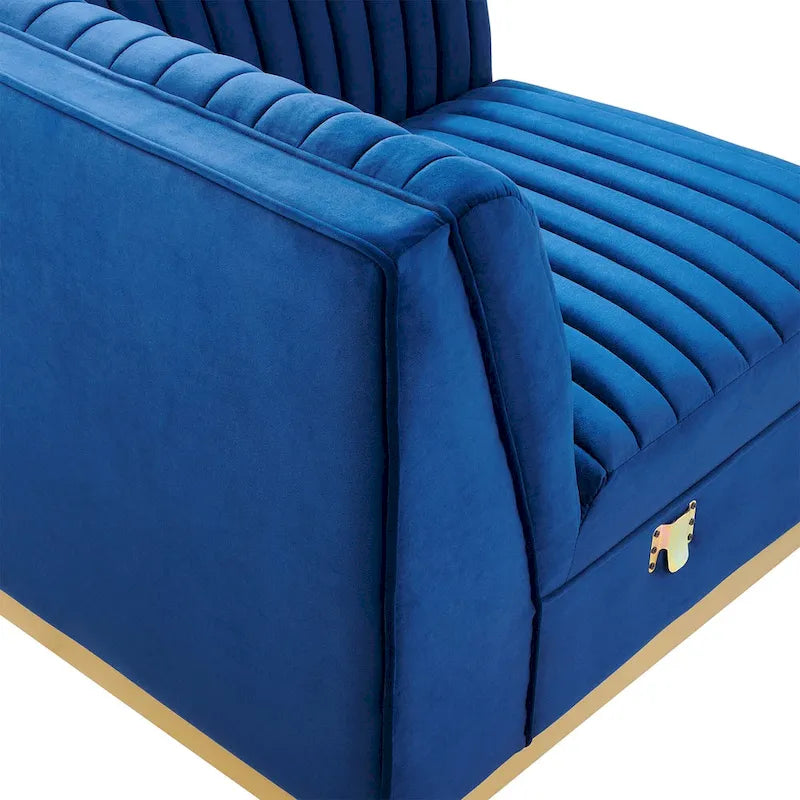 Sofá Modular Esquinero Izquierdo de Terciopelo de Alto Rendimiento Acolchado Canalé