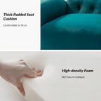 Sillón Contemporáneo de Terciopelo con Respaldo Alto, Botones Decorativos y Patas de Metal Doradas Abocinadas