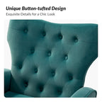 Sillón Contemporáneo de Terciopelo con Respaldo Alto, Botones Decorativos y Patas de Metal Doradas Abocinadas