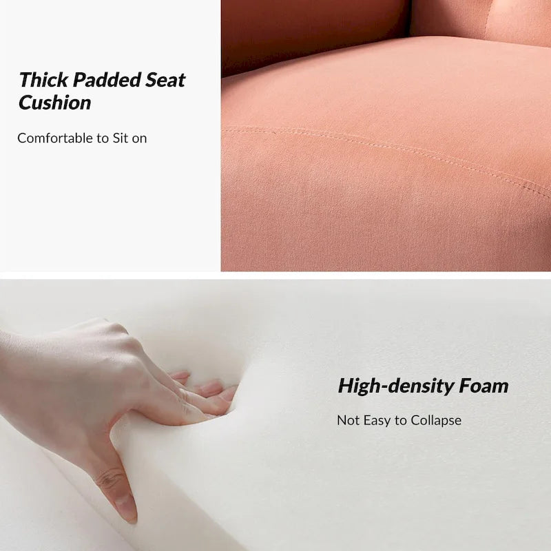 Sillón Contemporáneo de Terciopelo con Respaldo Alto, Botones Decorativos y Patas de Metal Doradas Abocinadas