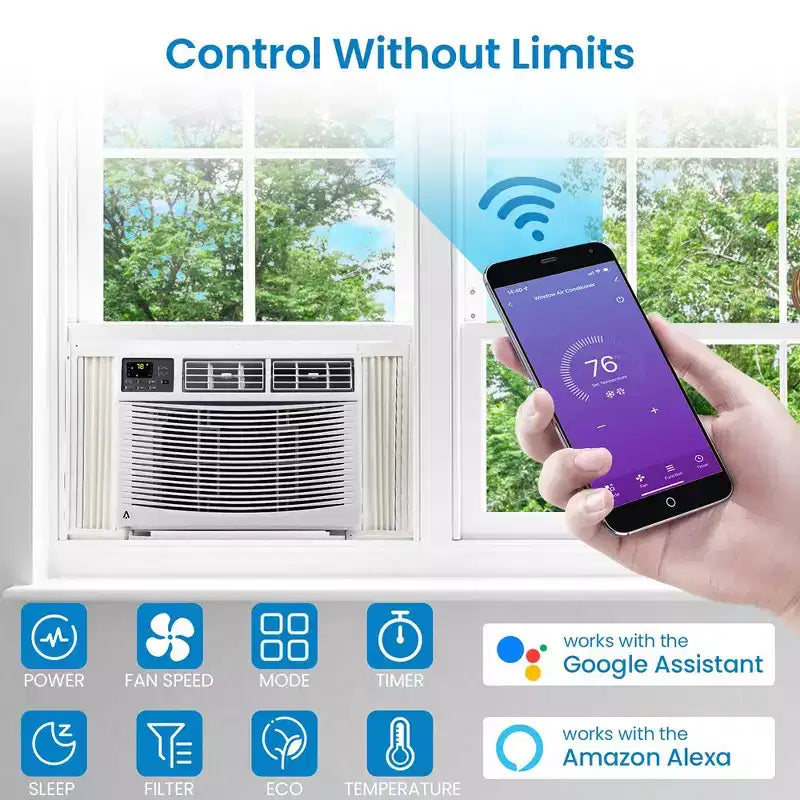 10000 BTU Smart Window Air Conditioner, Window AC Unit with Remote/App Control