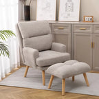 Juego de sillón y otomana de tela