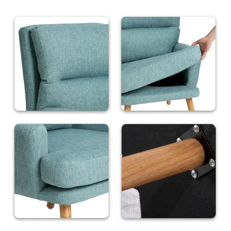 Juego de sillón y otomana de tela