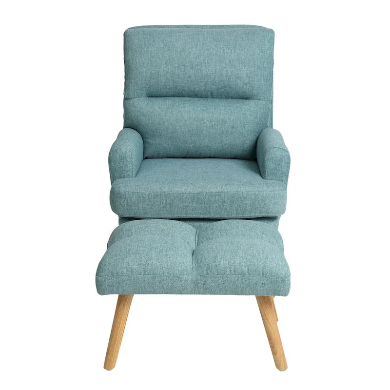 Juego de sillón y otomana de tela