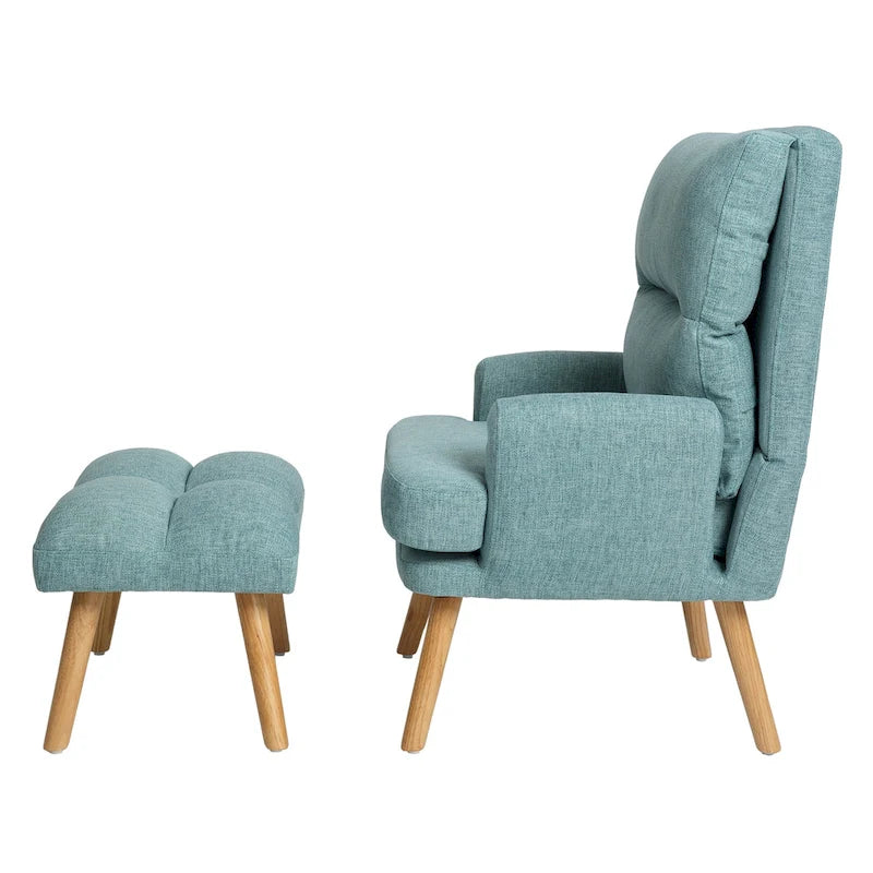 Juego de sillón y otomana de tela
