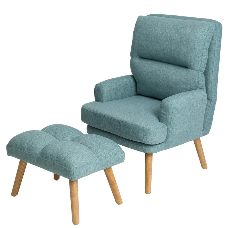Juego de sillón y otomana de tela