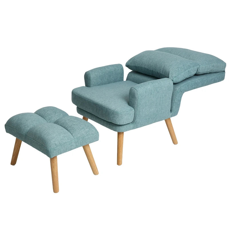 Juego de sillón y otomana de tela