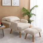 Juego de sillón y otomana de tela