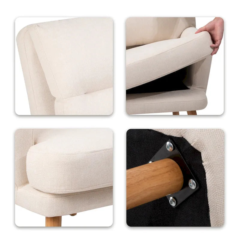 Juego de sillón y otomana de tela