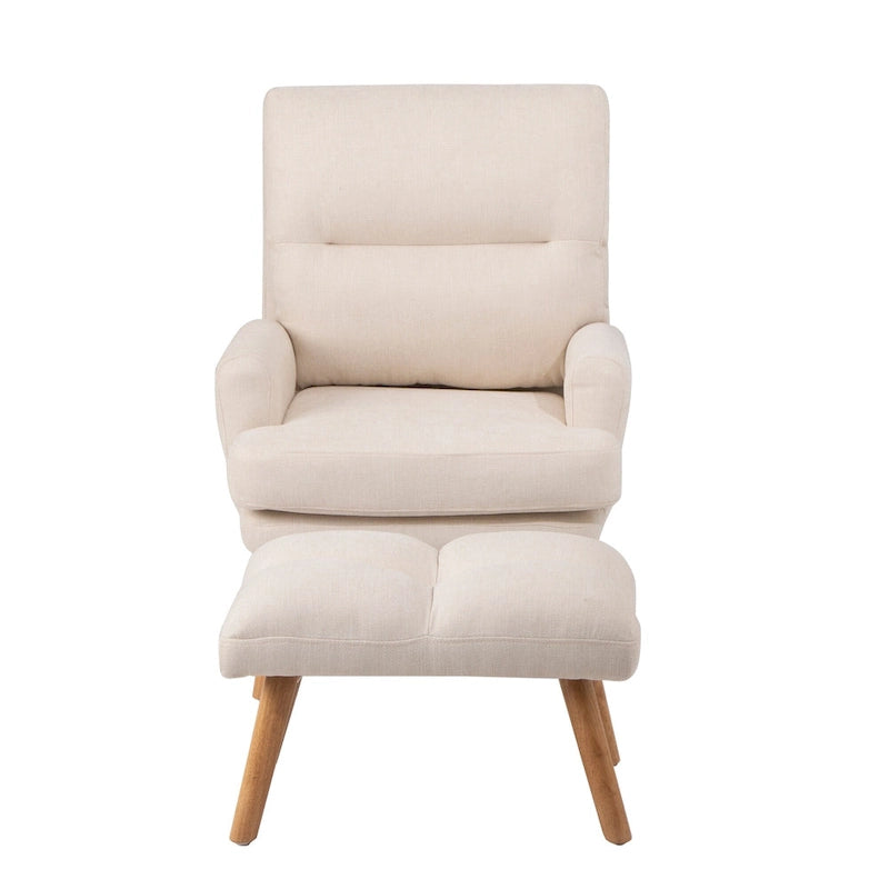 Juego de sillón y otomana de tela