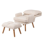Juego de sillón y otomana de tela