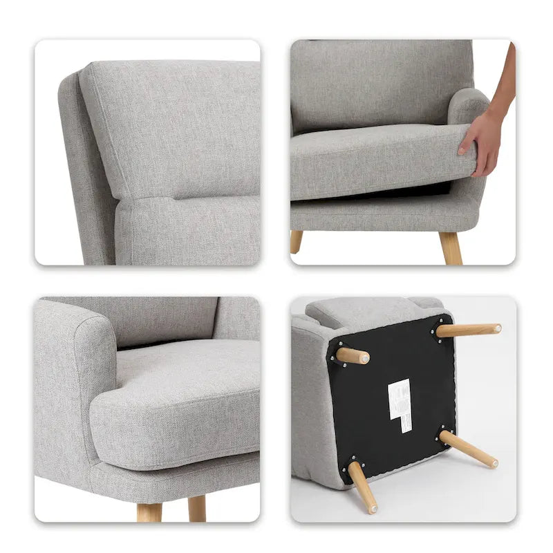 Juego de sillón y otomana de tela