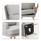 Juego de sillón y otomana de tela