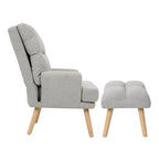 Juego de sillón y otomana de tela
