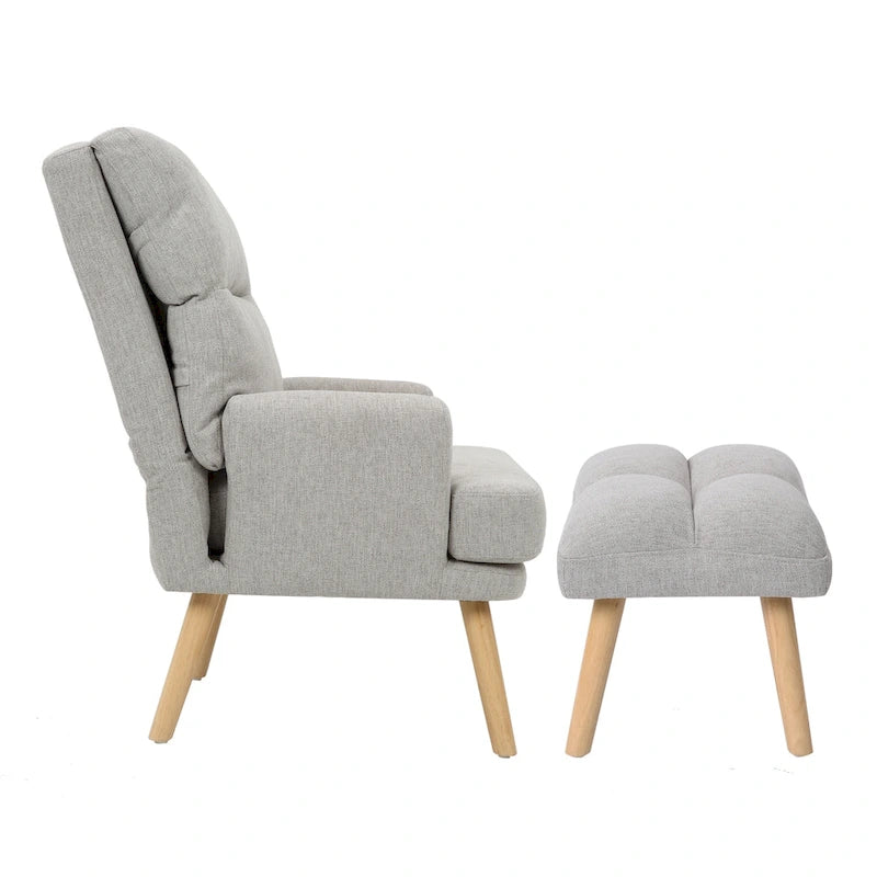 Juego de sillón y otomana de tela