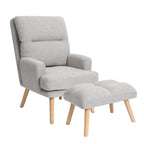 Juego de sillón y otomana de tela