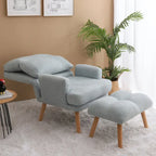 Juego de sillón y otomana de tela