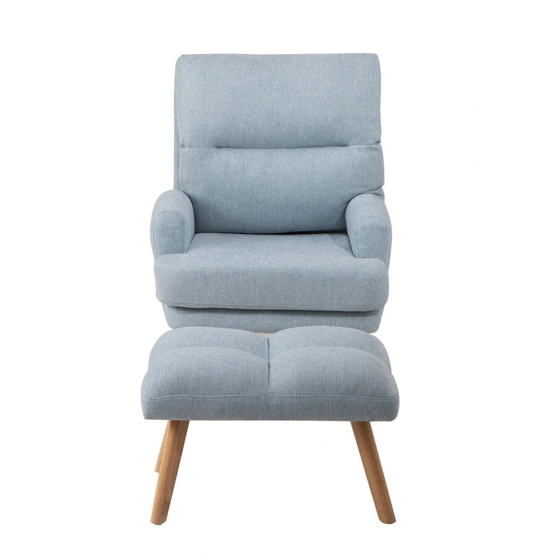 Juego de sillón y otomana de tela