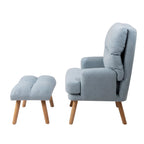 Juego de sillón y otomana de tela