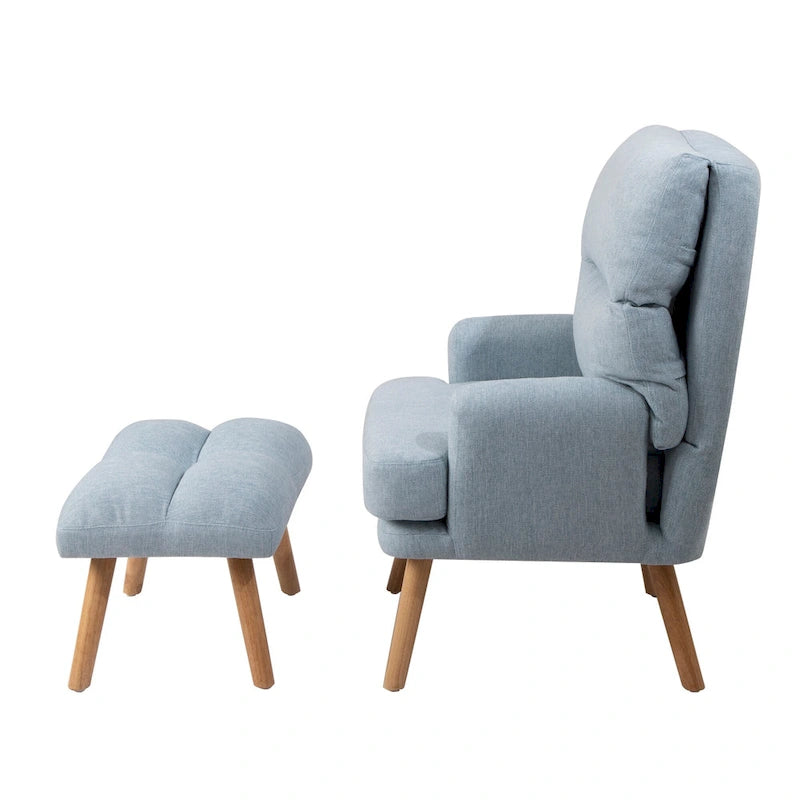 Juego de sillón y otomana de tela
